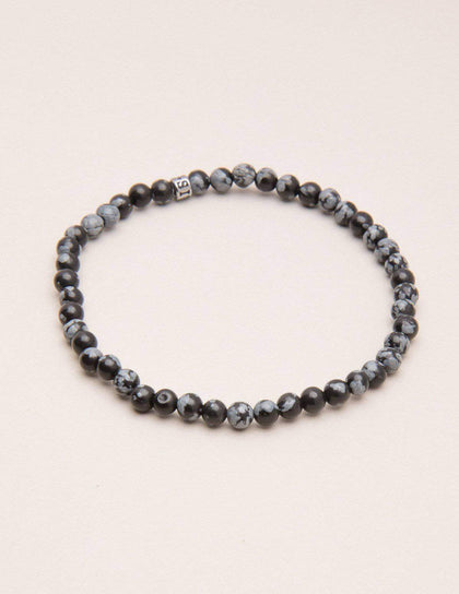 Mini Gemstone Snowflake Obsidian Bracelet